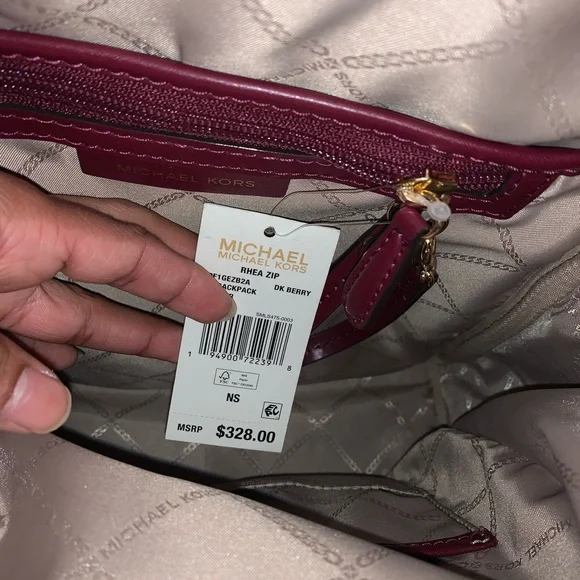 NEW Burgundy Michael Kors mini backpack display picture 3